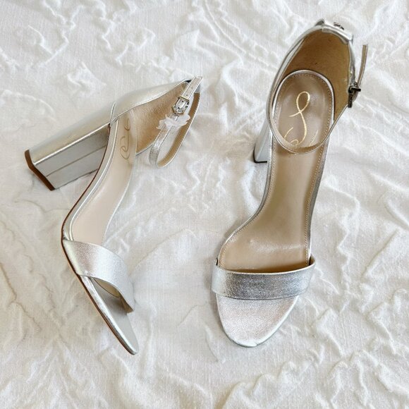 Sam Edelman Silver Yaro Heel Sandal Size 10.5 $100 - Picture 1 of 7